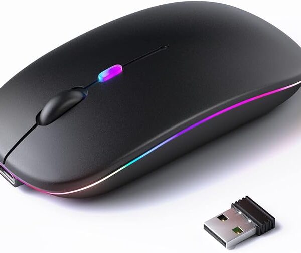 KANMABPC Wireless Bluetooth Mouse, Rechargeable LED Dual Mode Mouse